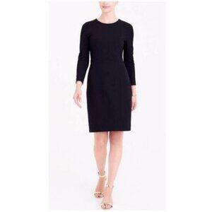 J. Crew Factory 3/4 Sleeve Ponte Knit Knee Shift Dress in Black Size Small